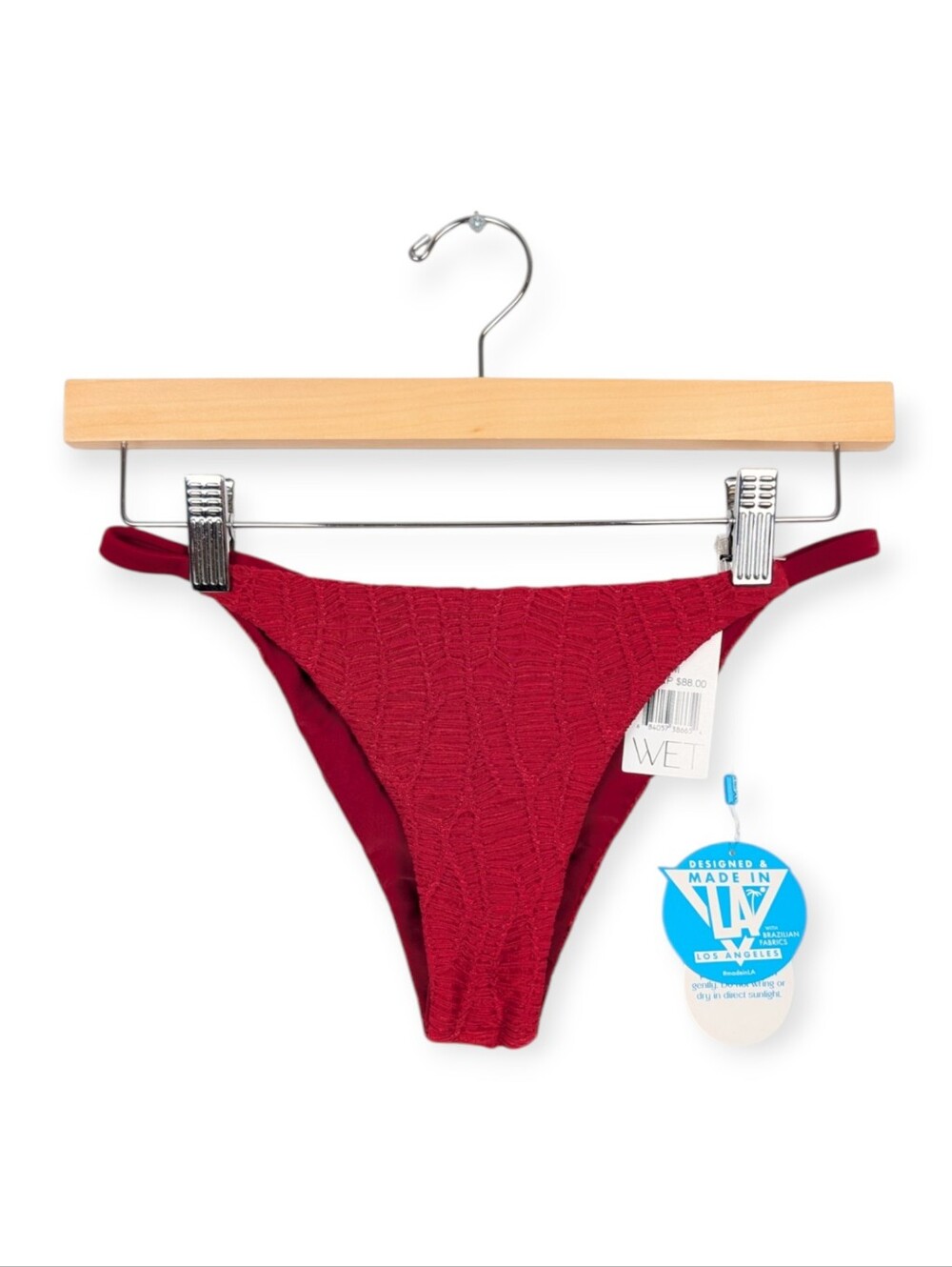WET Swimwear Bikini Bottom M Rust Red Textured Cheeky Swim Bottom NWT